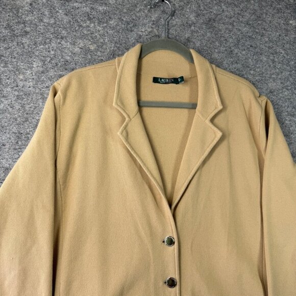 Lauren Ralph Lauren Tan Lagenlook Cotton Lightweight Knit Womens Blazer Size 3X - Picture 3 of 16